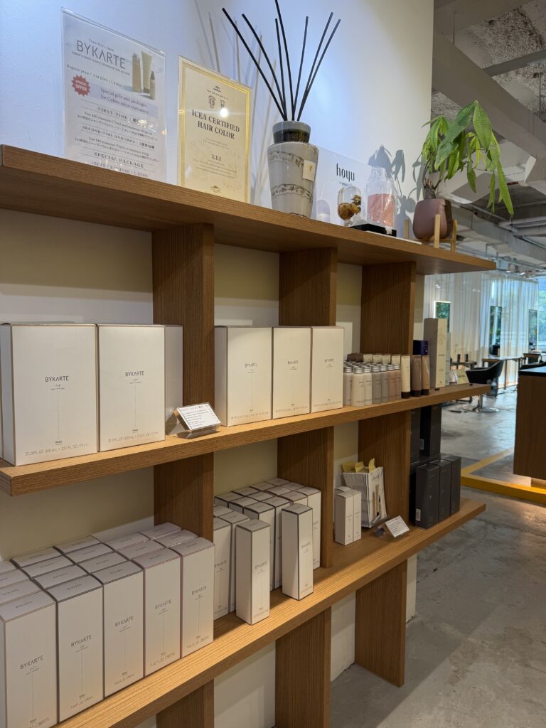 BYKARTE home care products displayed at Colors Japanese Hair Salon Singapore, Japanese hair salon for aging hair and damaged hair care