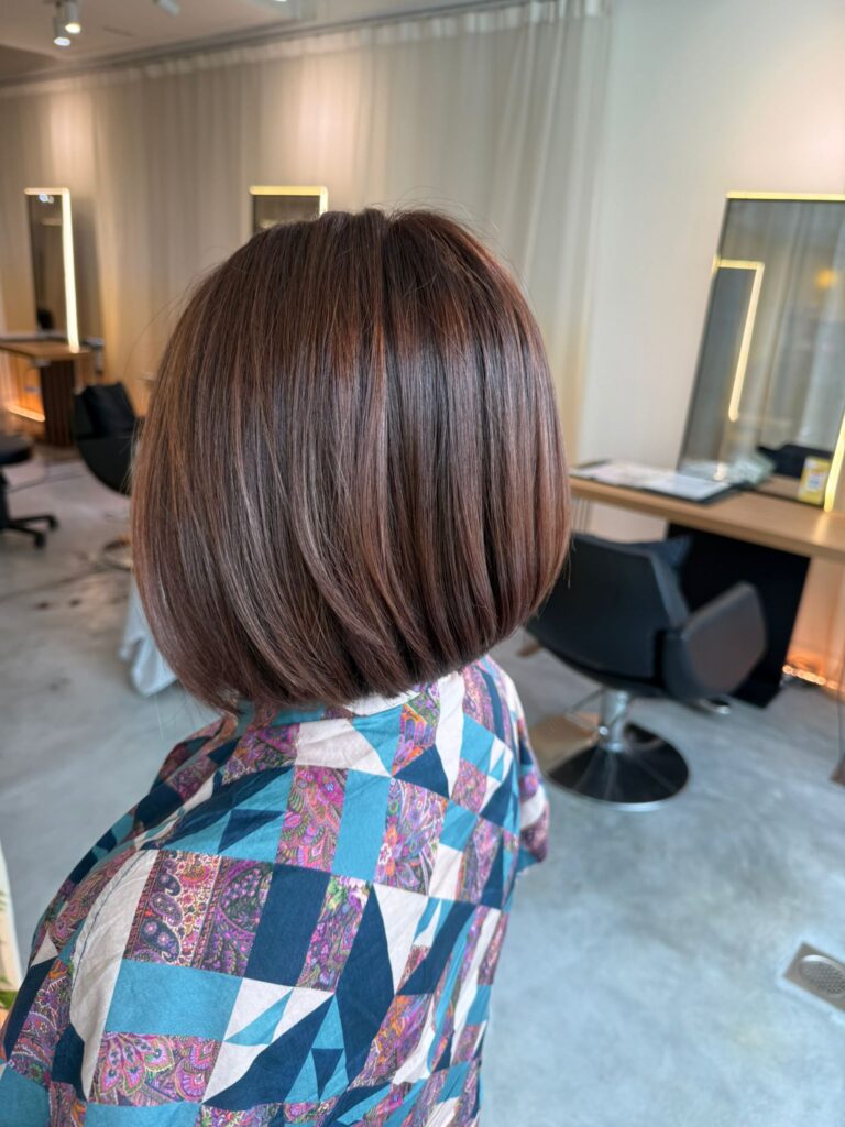 Glossy Warm Brown Bob | Japanese Hair Salon Singapore 1 warm brown bob singapore japanese hair salon keratin treatment smooth hair