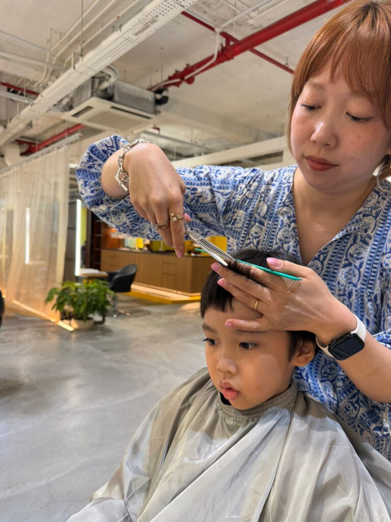Kids Haircut Singapore by Stylist Director Satsuki Gentle Japanese Haircut for Children Clarke Quay Chinatown