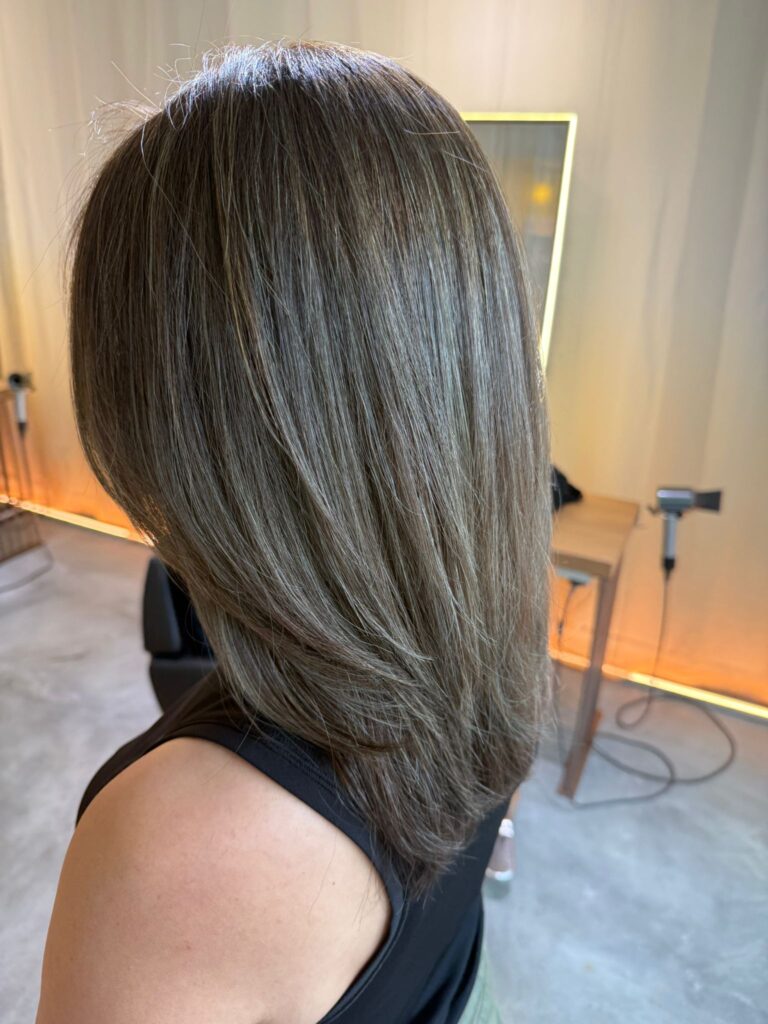 grey blending layer cut singapore plex color highlight low damage japanese hair salon
