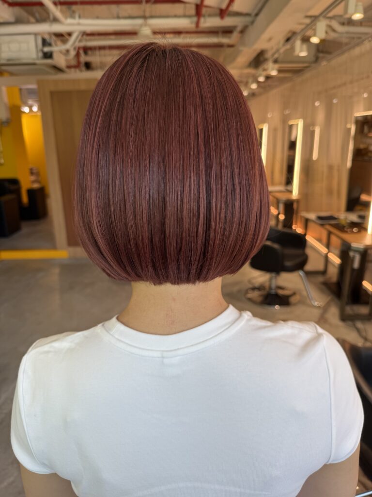Pink Brown Grey Coverage Bob Singapore | Colors Japanese Hair Salon Singapore 1 bob haircut pink brown hair singapore low damage japanese hair salon