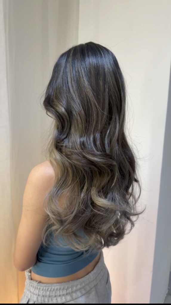 AirTouch Ash Blonde Long Hair Singapore | Full AirTouch Highlights Hair Color Singapore