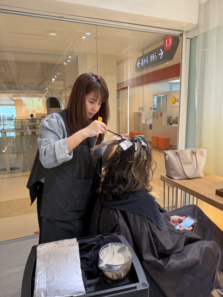 Grey blending highlights by Stylist Sylvia at Colors Japanese Hair Salon Singapore