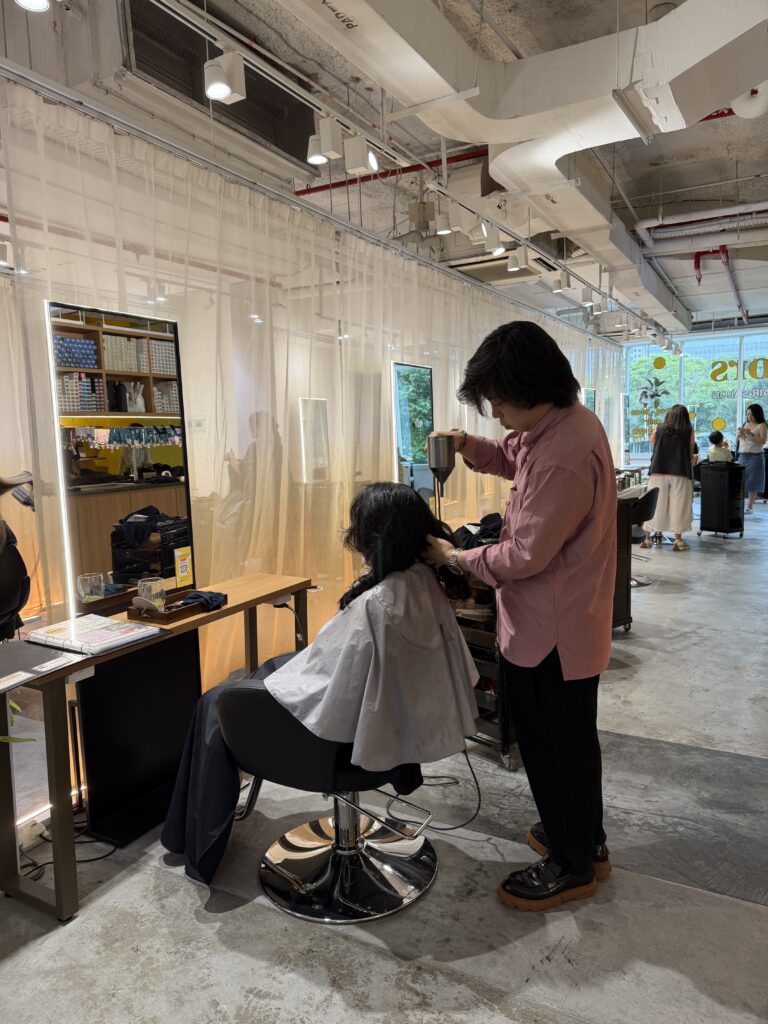 Low-damage digital perm by Stylist Andy at Colors Japanese Hair Salon Singapore, Japanese digital perm with soft curls.