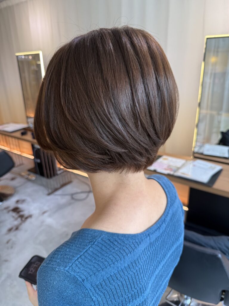Short bob beige hair color Singapore natural volume Japanese haircut Clarke Quay Chinatown Havelock Road Colors Japanese Hair Salon Singapore low maintenance smooth texture