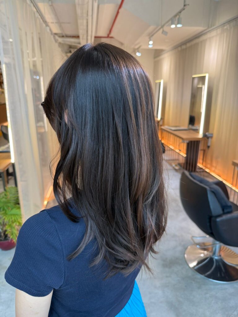 natural medium perm singapore ash brown grey coverage japanese hair salon