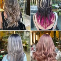 明るめのブリーチベースにデザインカラーを施した4スタイル。日本式技術を取り入れた色彩表現で、柔らかく透明感のある仕上がり。