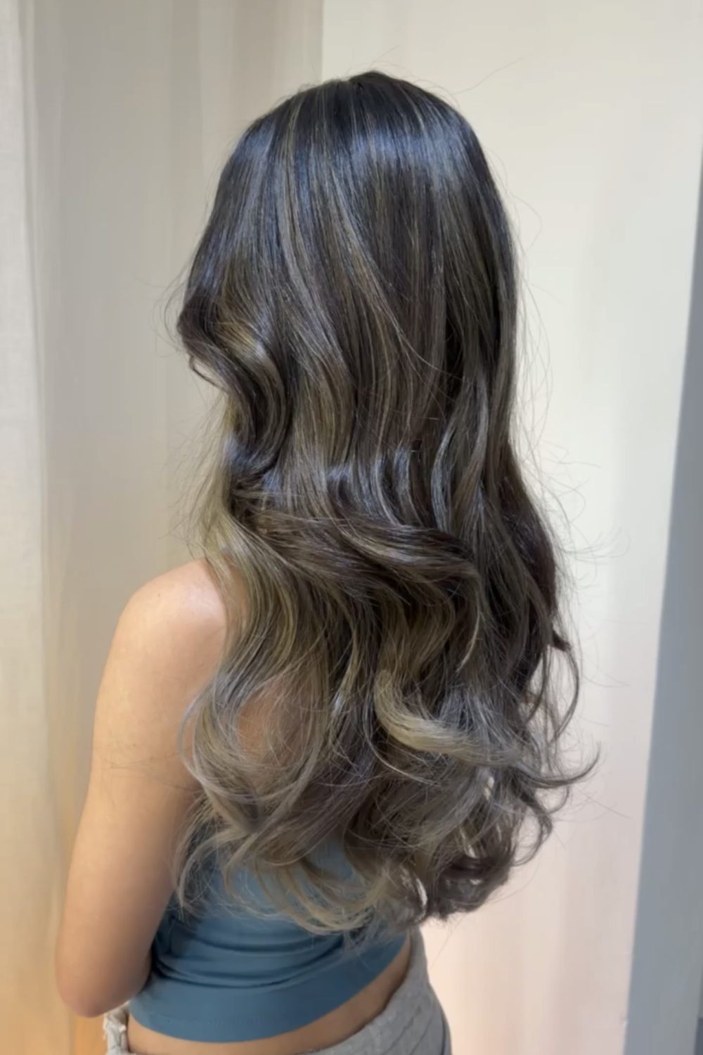 AirTouch Ash Blonde Long Hair Singapore | Full AirTouch Highlights Hair Color Singapore