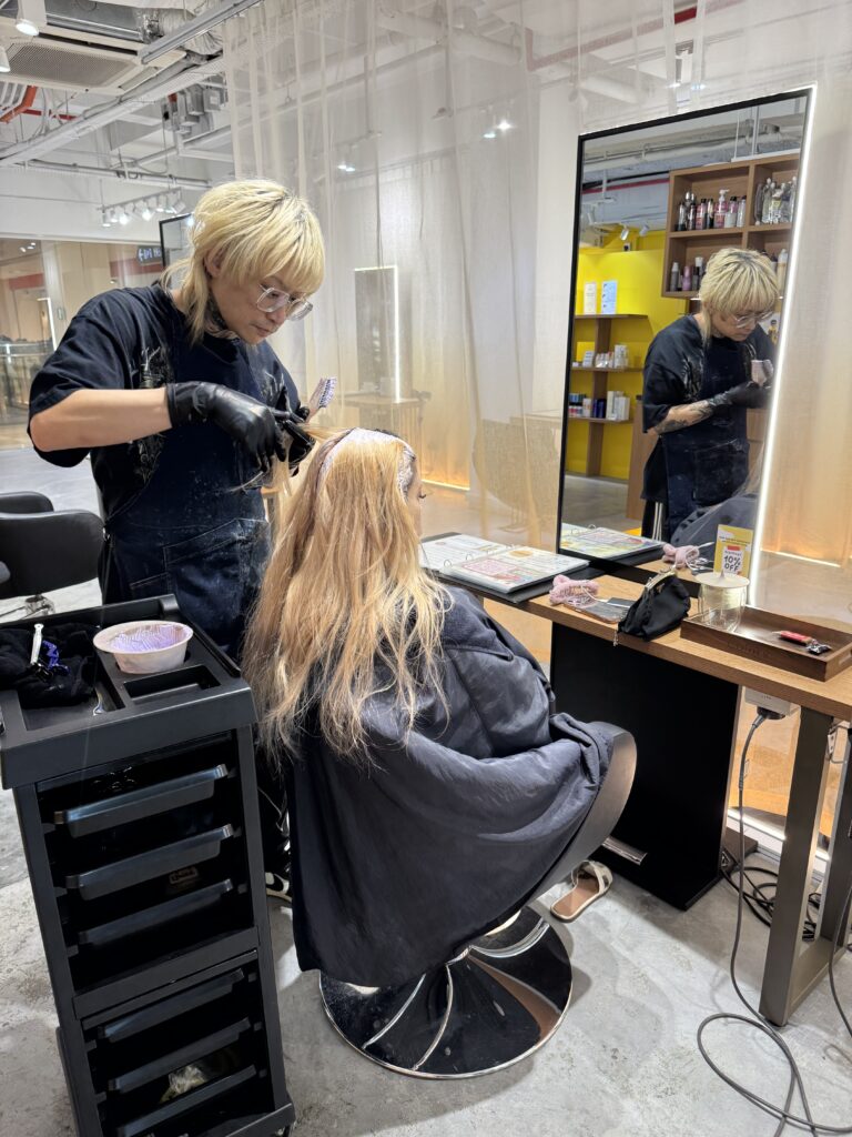 Bleach touch-up service at Colors Japanese Hair Salon Singapore near Clarke Quay and Havelock Road