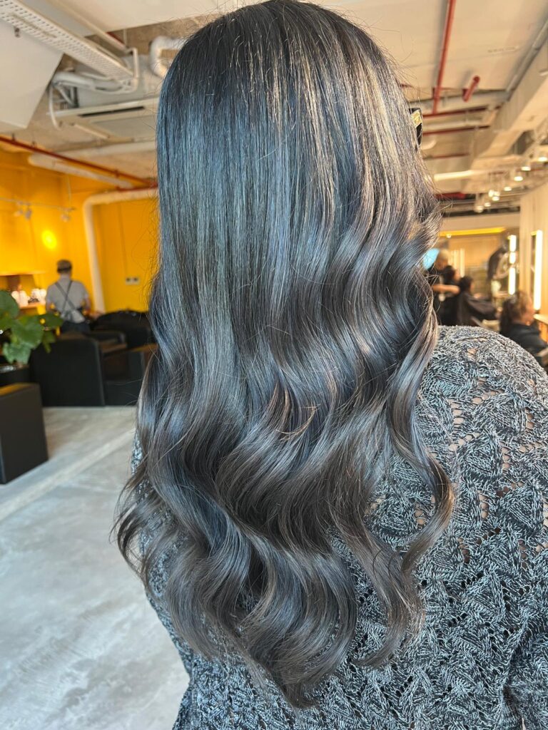 Natural highlight long hair Singapore with low-damage plex color by Colors Japanese Hair Salon Singapore near Clarke Quay Chinatown, glossy dimension for humid weather