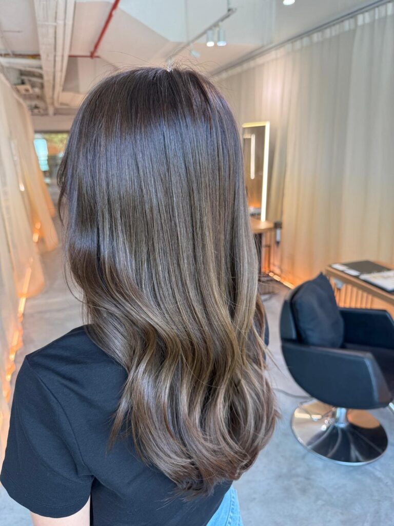 Milk tea brown hair color without bleach Singapore natural brown plex color at Colors Japanese Hair Salon Singapore near Clarke Quay MRT Chinatown