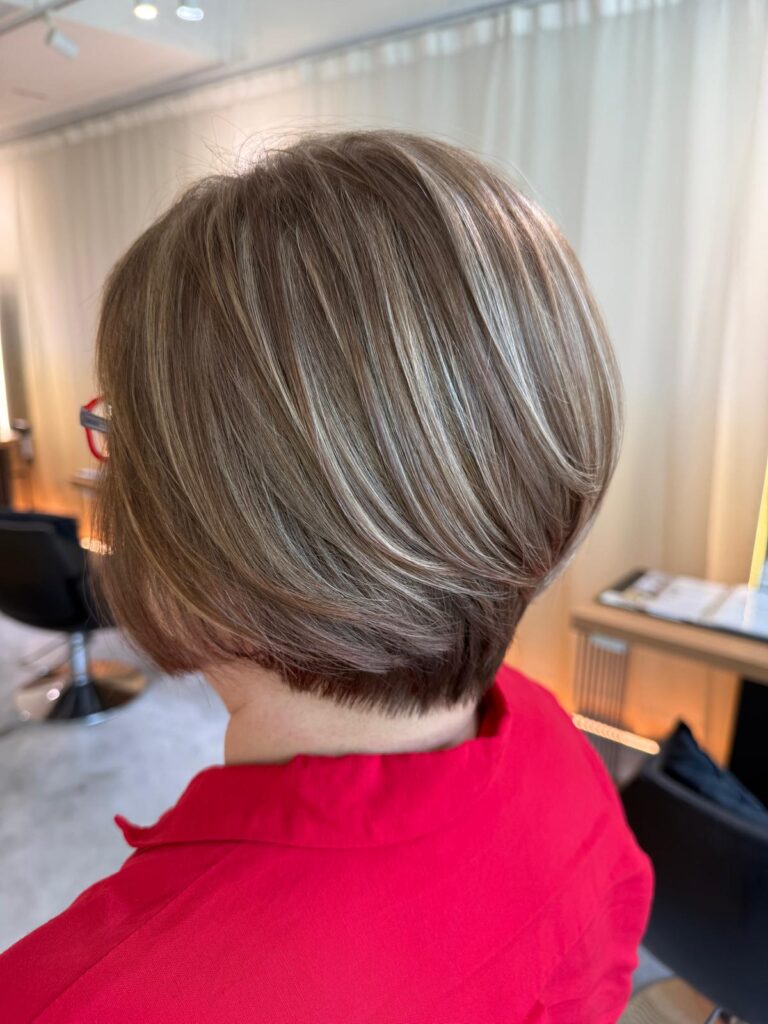 grey blending highlights short hair singapore low damage japanese hair salon