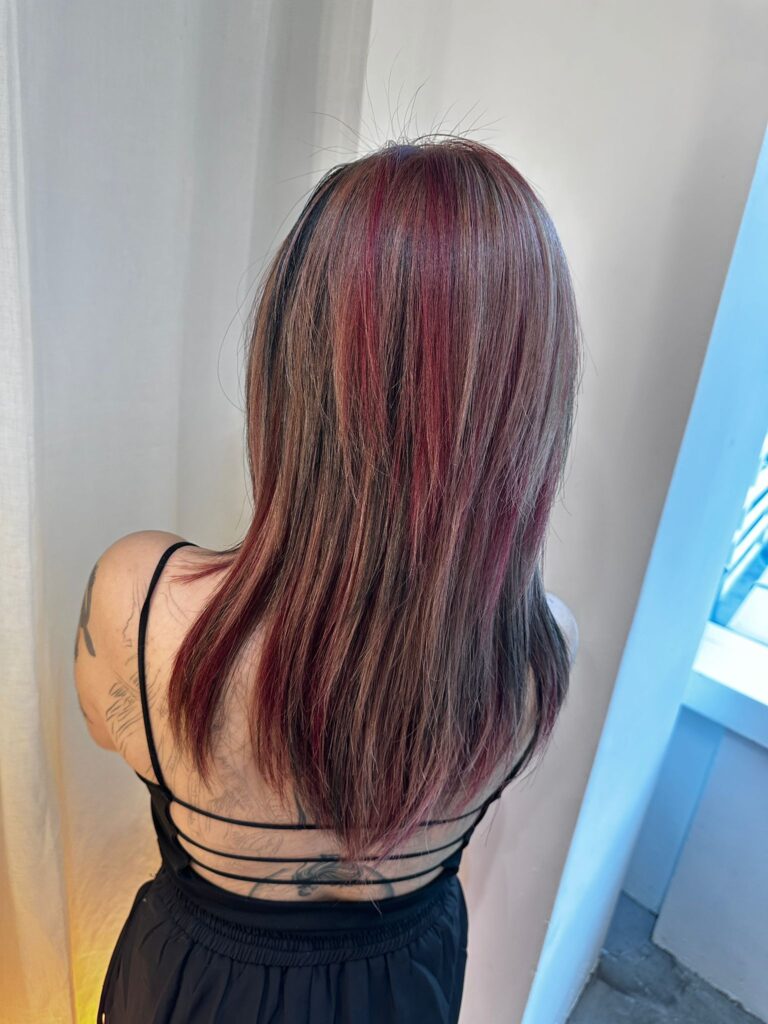 red black blend hair full bleach highlights low damage plex Japanese hair salon Singapore Clarke Quay Chinatown Havelock Road