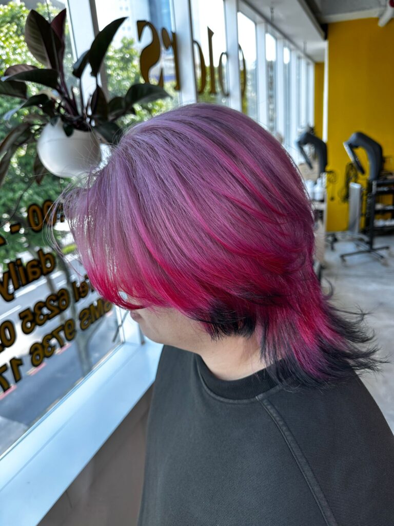 Silver Pink Black Gradient Hair Singapore | Low Damage Creative Bleach Design by Creative Manager ISSEY 1 silver pink black gradient hair singapore low damage bleach japanese hair salon