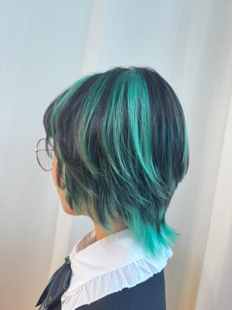 green highlight design singapore low damage bleach japanese hair salon