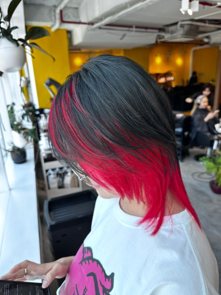 red inner color singapore low damage bleach japanese hair salon