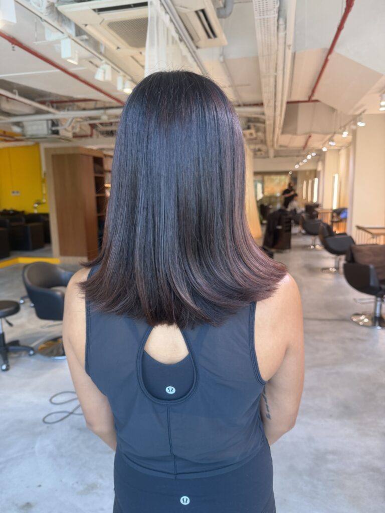 warm brown grey coverage singapore glossy low damage japanese hair salon