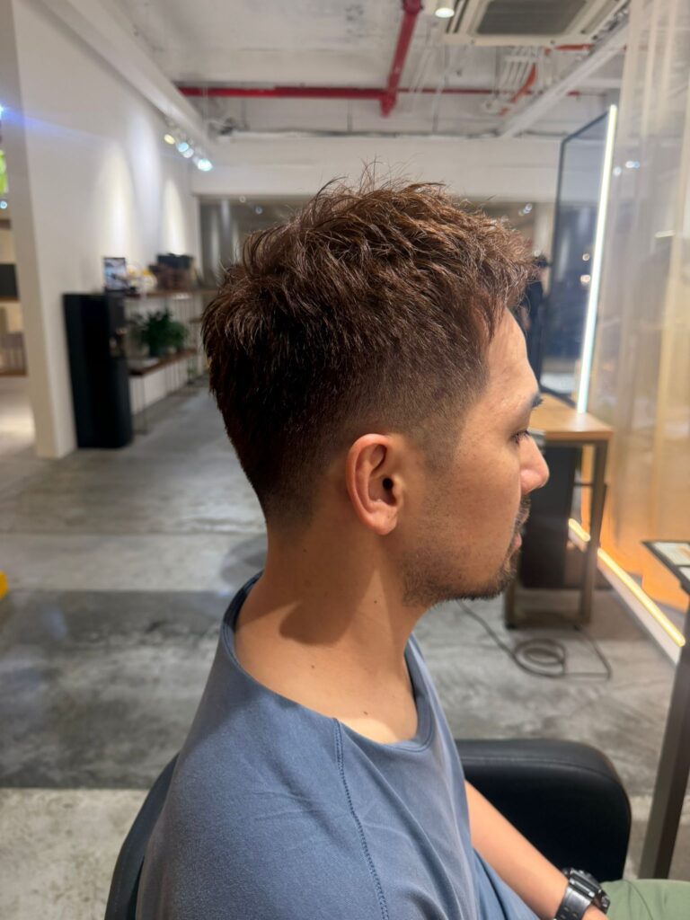 Ammonia-free grey coverage hair color for men with sensitive scalp by Stylist Faye at Colors Japanese Hair Salon Singapore.
