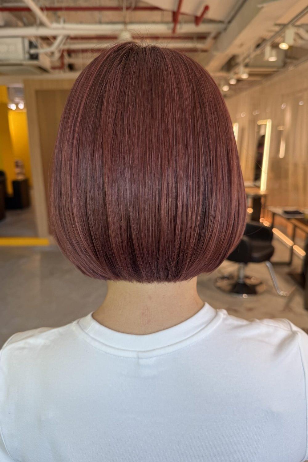 Pink brown grey coverage bob with rounded silhouette and TOKIO treatment at Colors Japanese Hair Salon Singapore