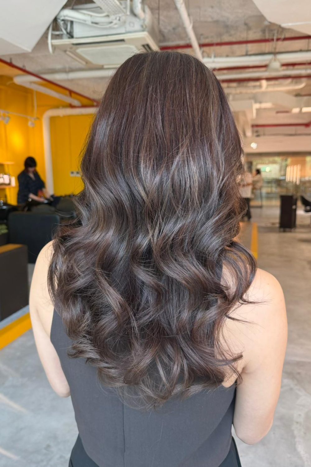 Ash Brown Long Layer Hair Singapore | Bleach-Free Hair Color