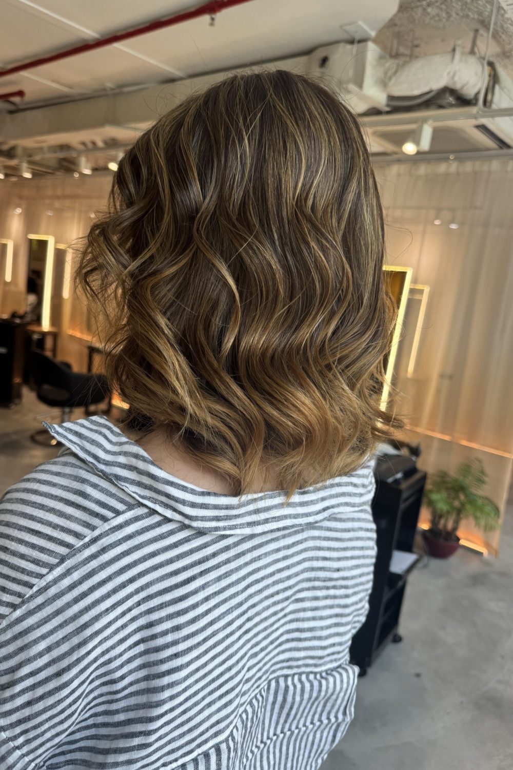 AirTouch Balayage medium hair with low-damage bleach by Colorist Ura and Stylist Andy at Colors Japanese Hair Salon Singapore.