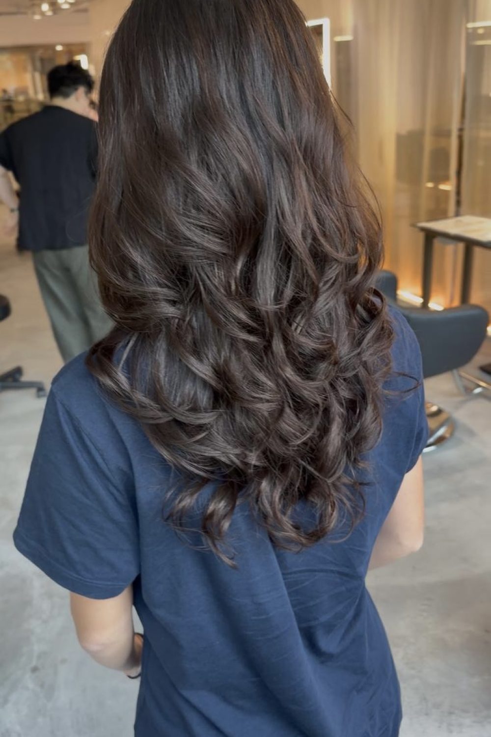 Digital Perm Long Layer Hair Singapore | Brown Color | Japanese Hair Salon